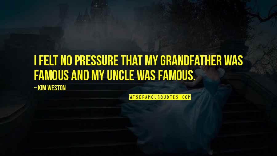 Te Quiero In Spanish Quotes By Kim Weston: I felt no pressure that my grandfather was