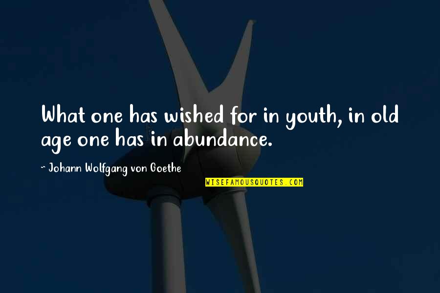 Tea Stall Quotes By Johann Wolfgang Von Goethe: What one has wished for in youth, in