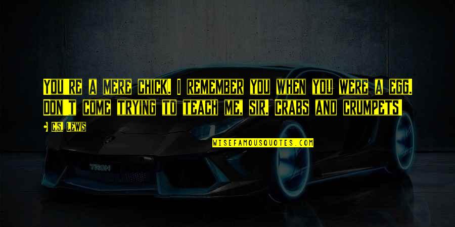 Teach Me Quotes By C.S. Lewis: You're a mere chick. I remember you when