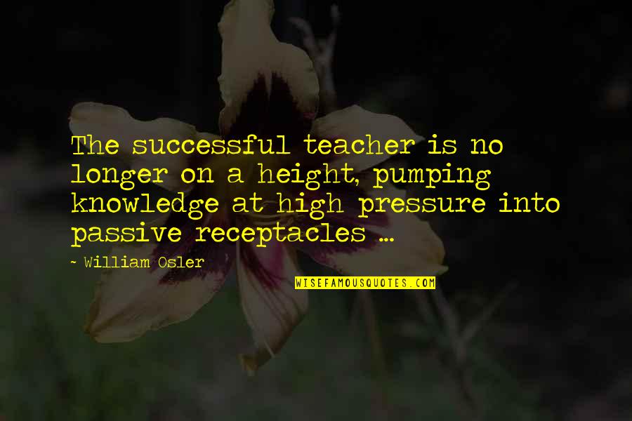 Teacher Education Quotes By William Osler: The successful teacher is no longer on a