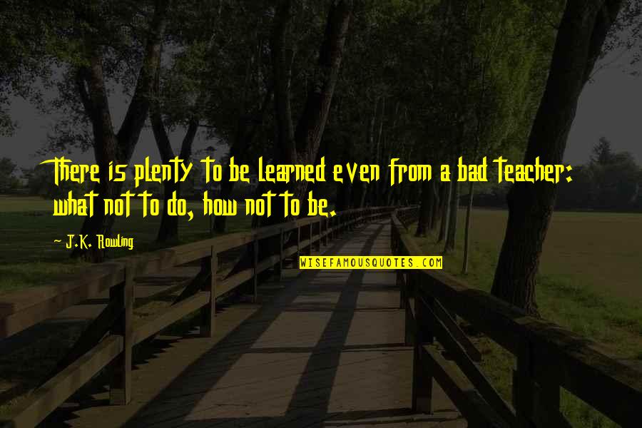 Teacher To Be Quotes By J.K. Rowling: There is plenty to be learned even from