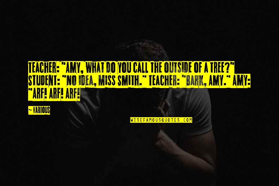 Teacher Tree Quotes By Various: Teacher: "Amy, what do you call the outside