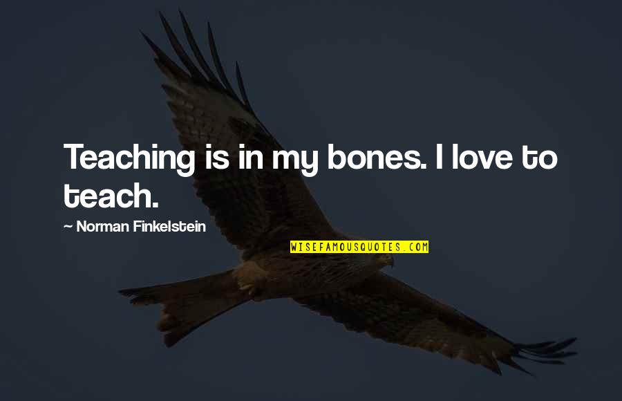 Teaching Love Quotes By Norman Finkelstein: Teaching is in my bones. I love to