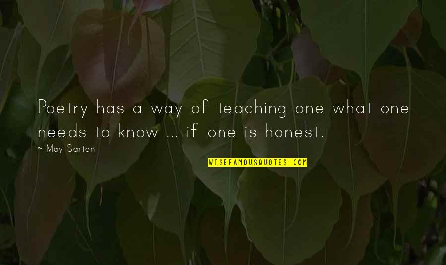 Teaching Quotes By May Sarton: Poetry has a way of teaching one what