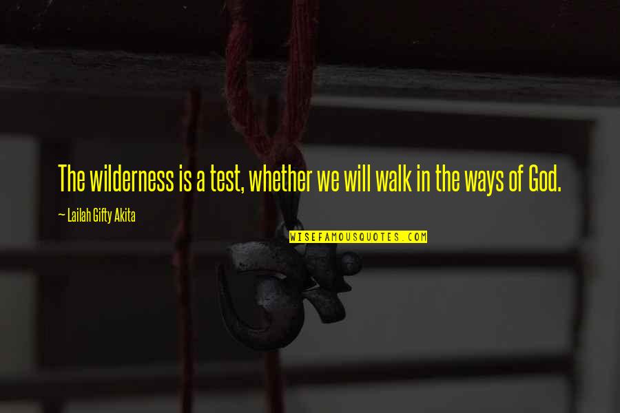 Teaching Styles Quotes By Lailah Gifty Akita: The wilderness is a test, whether we will