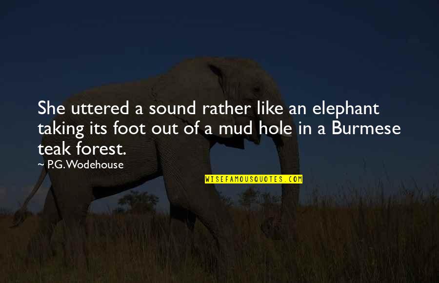 Teak Quotes By P.G. Wodehouse: She uttered a sound rather like an elephant