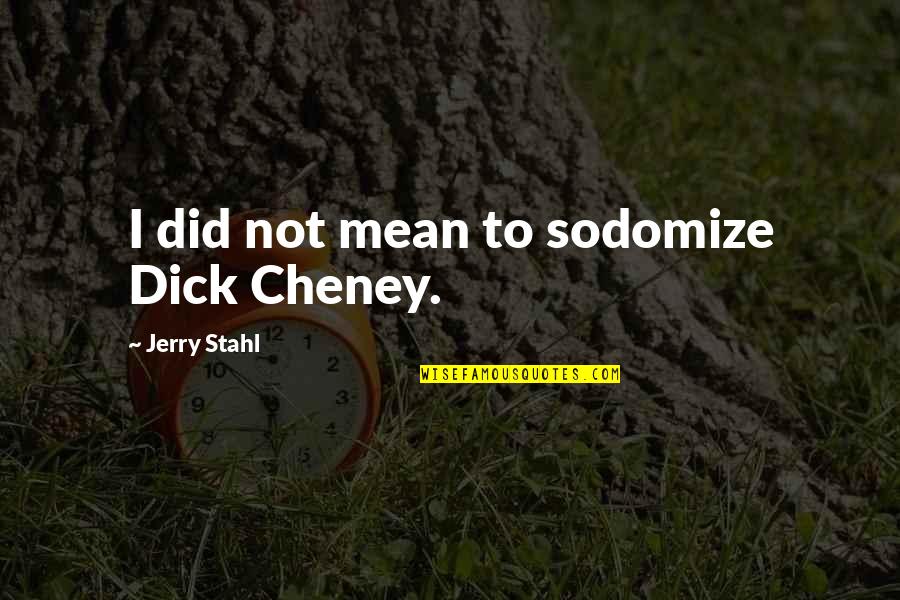 Team Avo Quotes By Jerry Stahl: I did not mean to sodomize Dick Cheney.