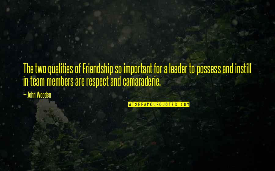 Team Camaraderie Quotes By John Wooden: The two qualities of Friendship so important for