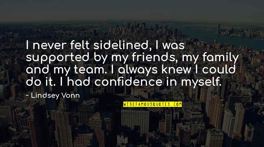 Team Confidence Quotes By Lindsey Vonn: I never felt sidelined, I was supported by
