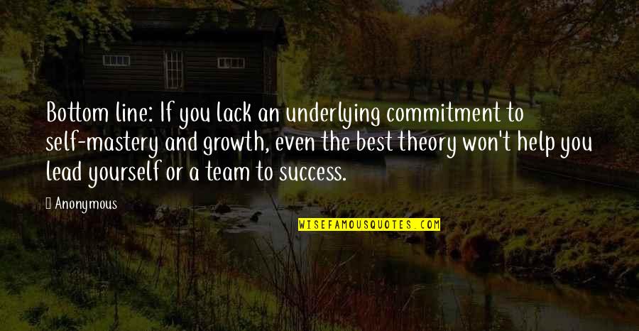 Team Growth Quotes By Anonymous: Bottom line: If you lack an underlying commitment