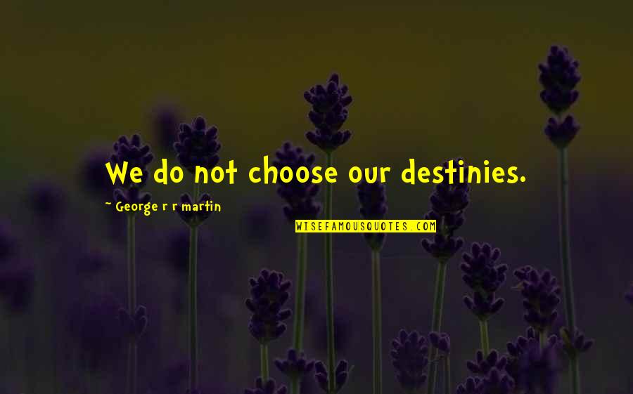 Team Transition Quotes By George R R Martin: We do not choose our destinies. Team Transition Quotes By George R R Martin: We do not choose our destinies.
