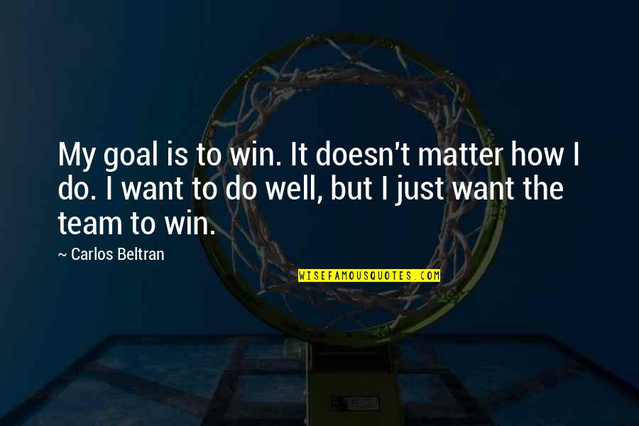 Team Win Quotes By Carlos Beltran: My goal is to win. It doesn't matter