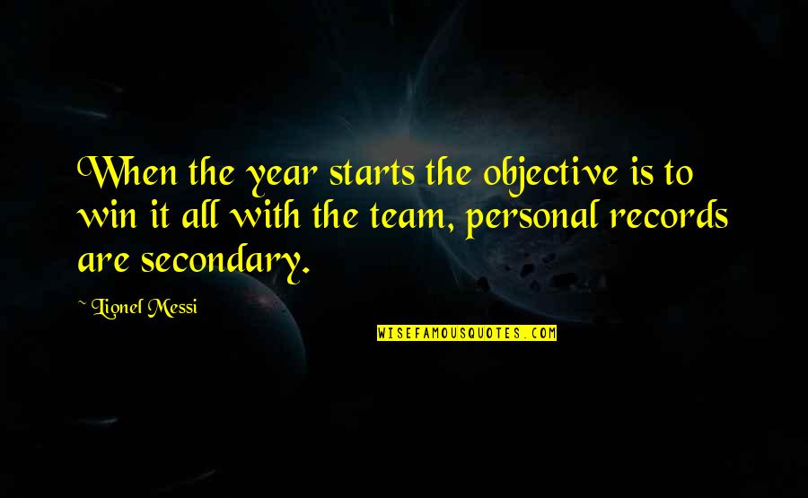 Team Win Quotes By Lionel Messi: When the year starts the objective is to