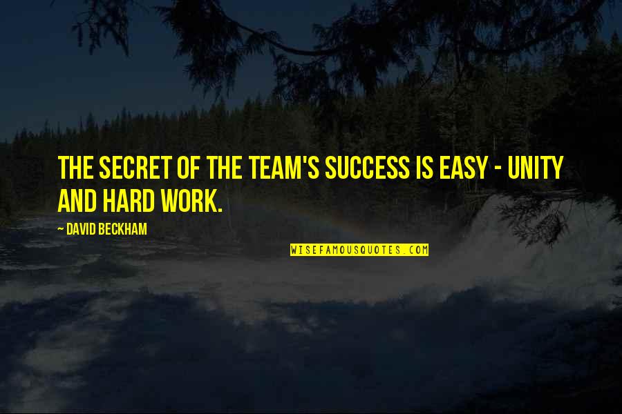 Team Work Is Quotes By David Beckham: The secret of the team's success is easy