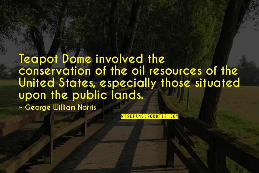 Teapot Dome Quotes By George William Norris: Teapot Dome involved the conservation of the oil Teapot Dome Quotes By George William Norris: Teapot Dome involved the conservation of the oil