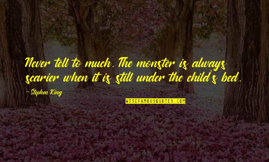 Tearful Graduation Quotes By Stephen King: Never tell to much. The monster is always Tearful Graduation Quotes By Stephen King: Never tell to much. The monster is always