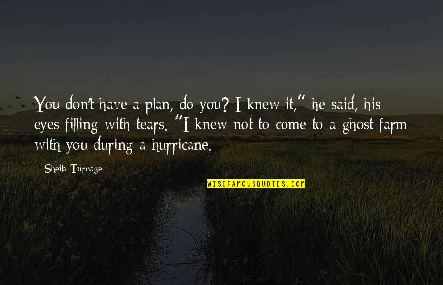Tears Come Out Quotes By Sheila Turnage: You don't have a plan, do you? I