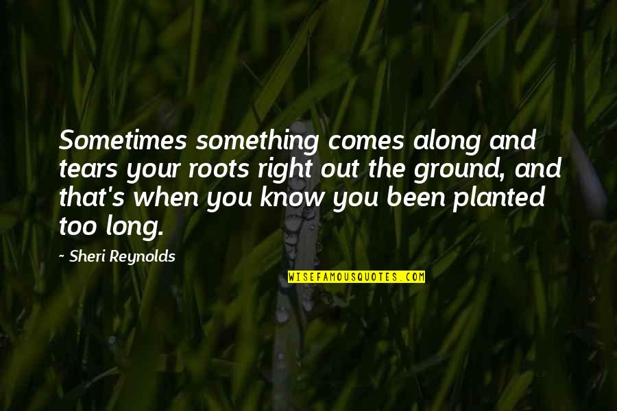 Tears Out Quotes By Sheri Reynolds: Sometimes something comes along and tears your roots Tears Out Quotes By Sheri Reynolds: Sometimes something comes along and tears your roots