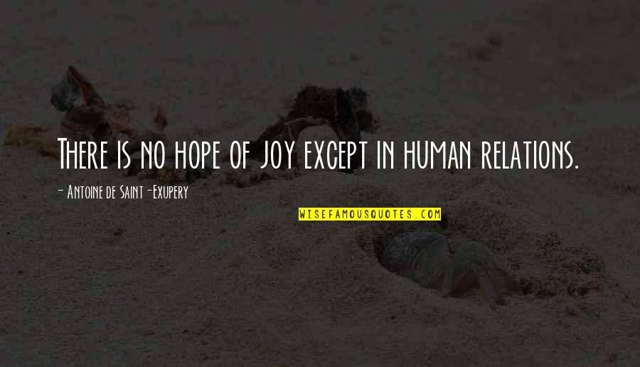 Tears The Tragic Thrills Quotes By Antoine De Saint-Exupery: There is no hope of joy except in