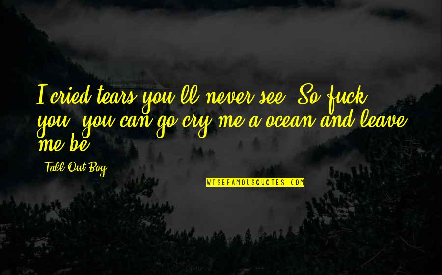 Tears'll Quotes By Fall Out Boy: I cried tears you'll never see. So fuck