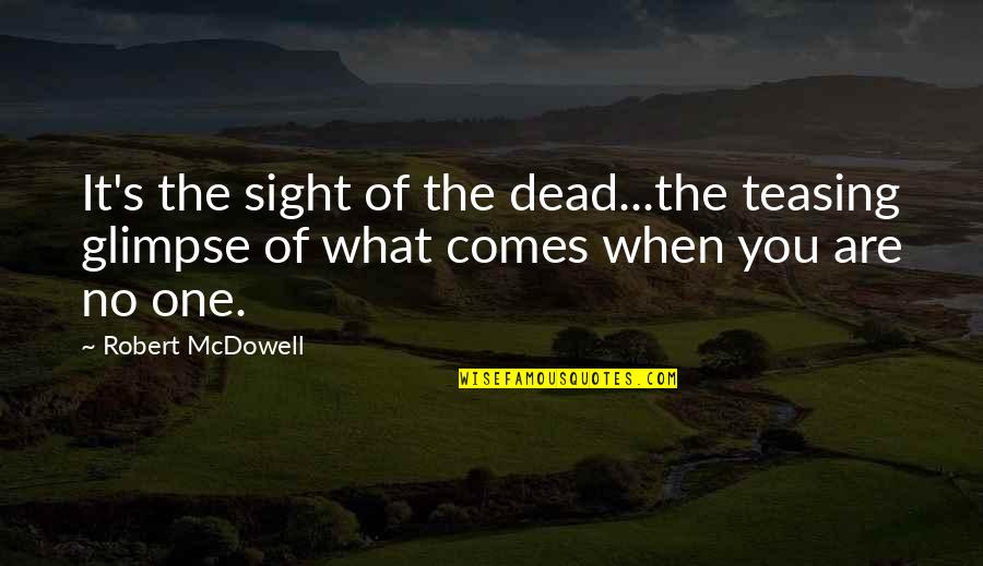 Teasing You Quotes By Robert McDowell: It's the sight of the dead...the teasing glimpse