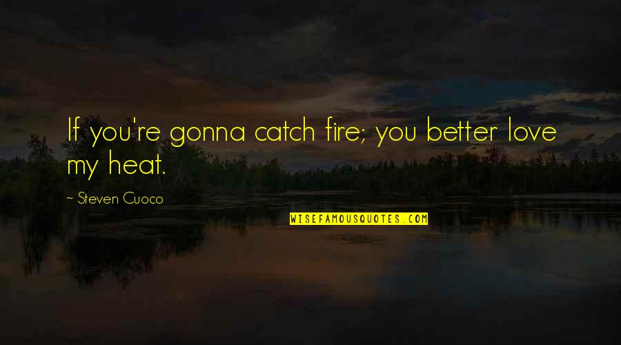 Teaster Crossing Quotes By Steven Cuoco: If you're gonna catch fire; you better love Teaster Crossing Quotes By Steven Cuoco: If you're gonna catch fire; you better love