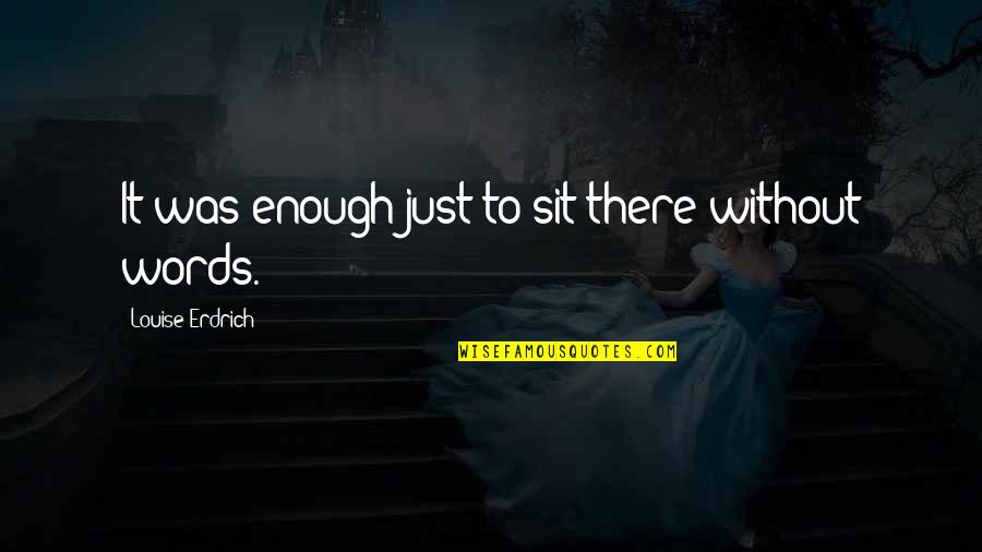 Teatery Quotes By Louise Erdrich: It was enough just to sit there without
