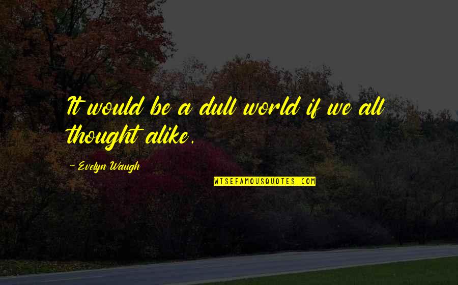 Tebow Inspirational Quotes By Evelyn Waugh: It would be a dull world if we Tebow Inspirational Quotes By Evelyn Waugh: It would be a dull world if we