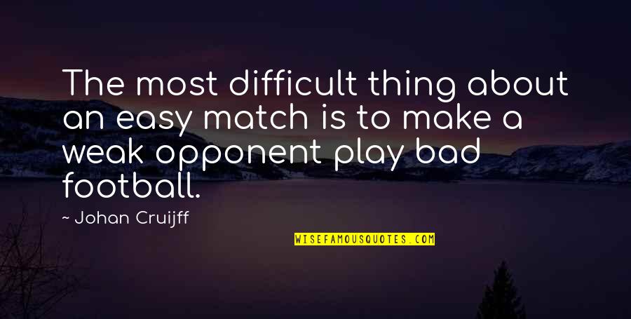 Tecd Quotes By Johan Cruijff: The most difficult thing about an easy match Tecd Quotes By Johan Cruijff: The most difficult thing about an easy match