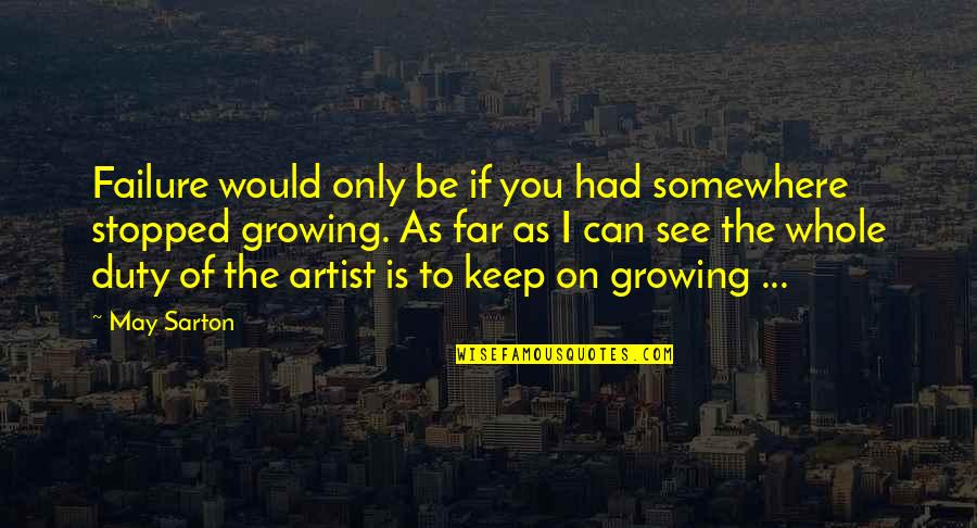Technologischer Fortschritt Quotes By May Sarton: Failure would only be if you had somewhere Technologischer Fortschritt Quotes By May Sarton: Failure would only be if you had somewhere