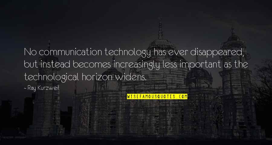 Technology And Communication Quotes By Ray Kurzweil: No communication technology has ever disappeared, but instead