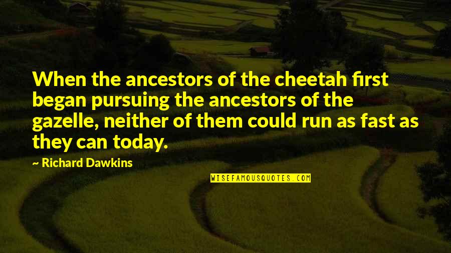 Technology And Kids Quotes By Richard Dawkins: When the ancestors of the cheetah first began Technology And Kids Quotes By Richard Dawkins: When the ancestors of the cheetah first began