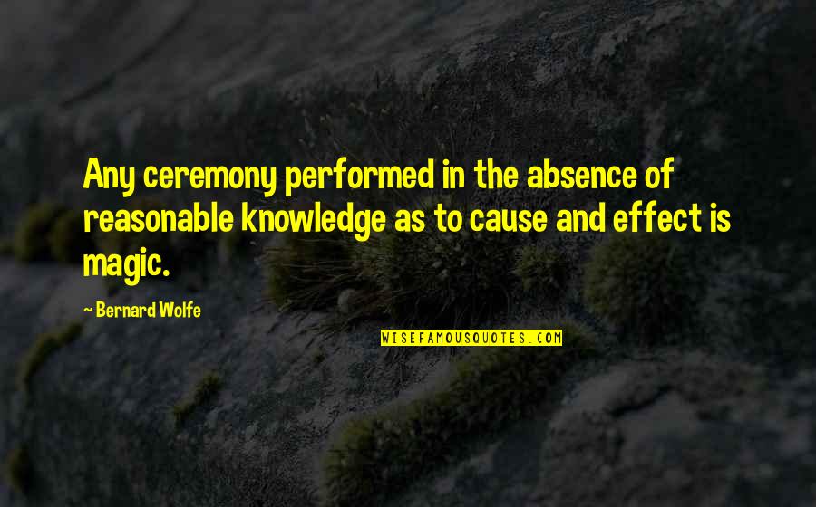 Technology And Science Quotes By Bernard Wolfe: Any ceremony performed in the absence of reasonable