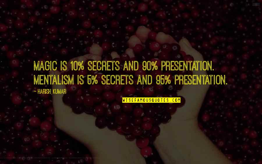 Technology Pros And Cons Quotes By Harish Kumar: Magic is 10% secrets and 90% presentation. Mentalism