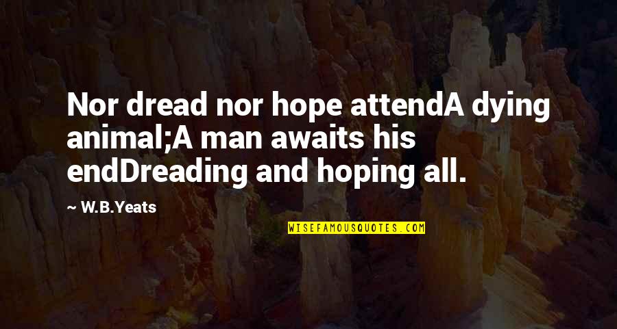 Tecido Conjuntivo Quotes By W.B.Yeats: Nor dread nor hope attendA dying animal;A man