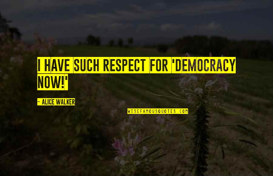 Tecken P Quotes By Alice Walker: I have such respect for 'Democracy Now!' Tecken P Quotes By Alice Walker: I have such respect for 'Democracy Now!'