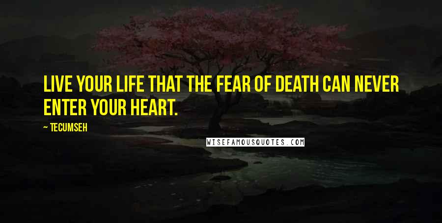 Tecumseh quotes: Live your life that the fear of death can never enter your heart.