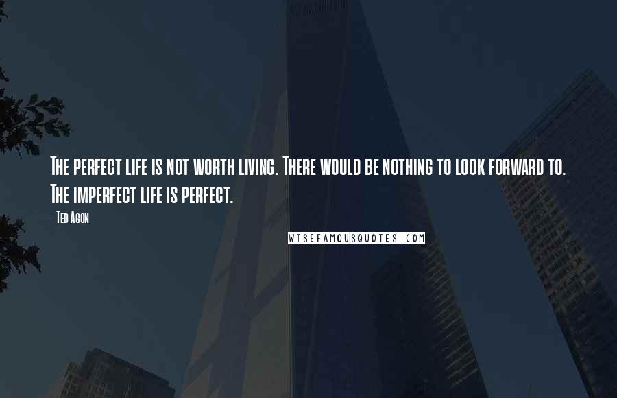 Ted Agon quotes: The perfect life is not worth living. There would be nothing to look forward to. The imperfect life is perfect.