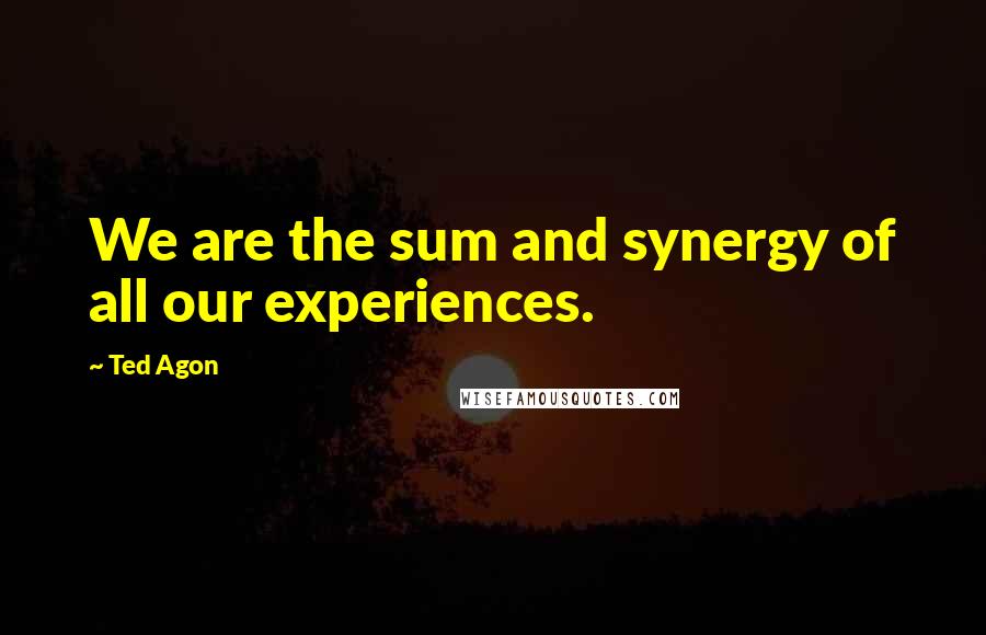 Ted Agon quotes: We are the sum and synergy of all our experiences.