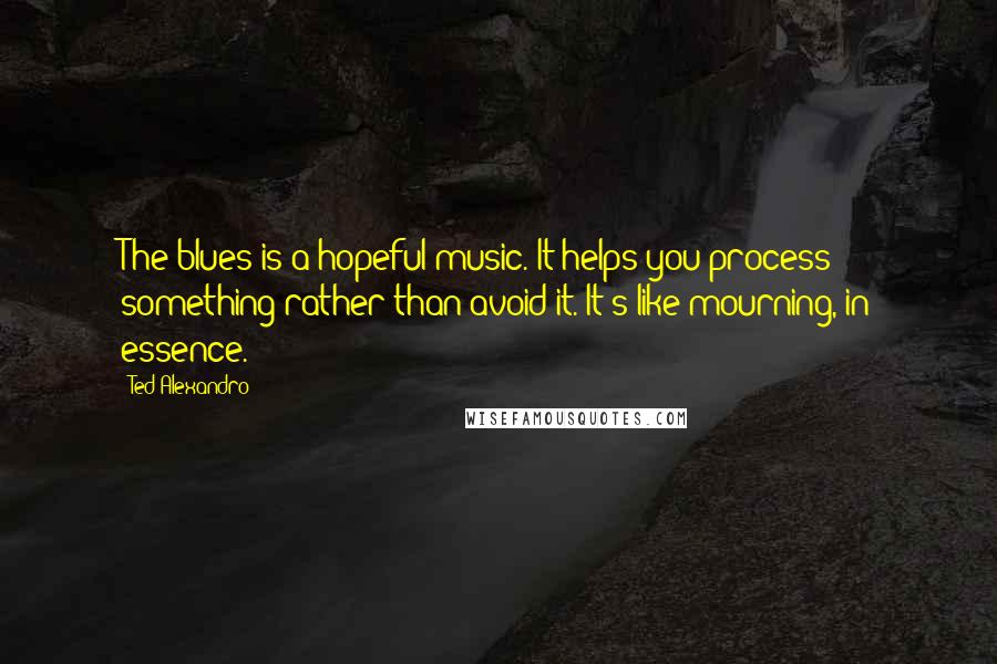 Ted Alexandro quotes: The blues is a hopeful music. It helps you process something rather than avoid it. It's like mourning, in essence.