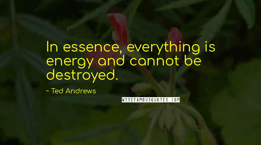 Ted Andrews quotes: In essence, everything is energy and cannot be destroyed.