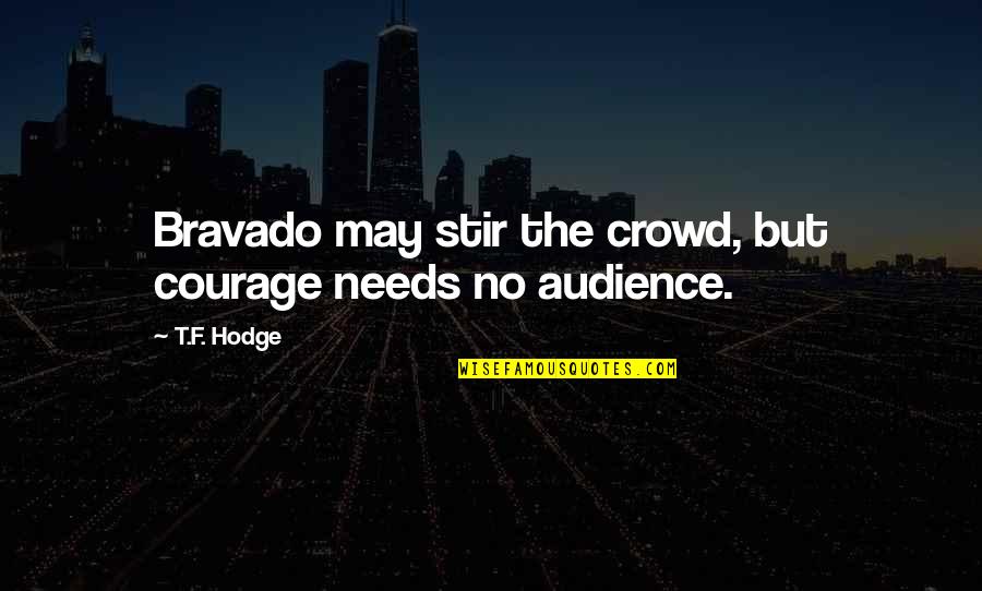 Ted Bundy Inspirational Quotes By T.F. Hodge: Bravado may stir the crowd, but courage needs