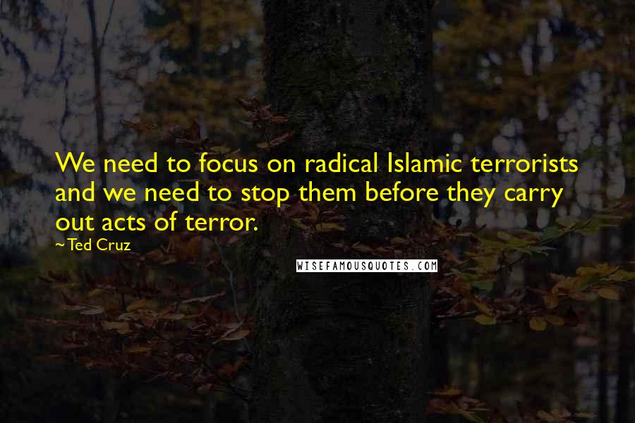 Ted Cruz quotes: We need to focus on radical Islamic terrorists and we need to stop them before they carry out acts of terror.