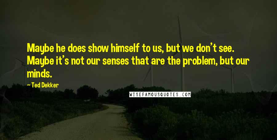 Ted Dekker quotes: Maybe he does show himself to us, but we don't see. Maybe it's not our senses that are the problem, but our minds.