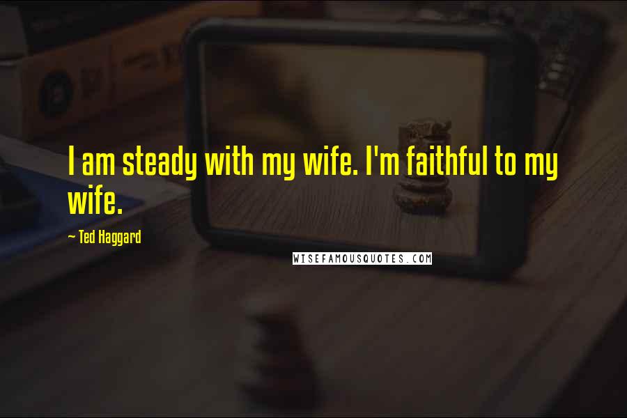 Ted Haggard quotes: I am steady with my wife. I'm faithful to my wife.