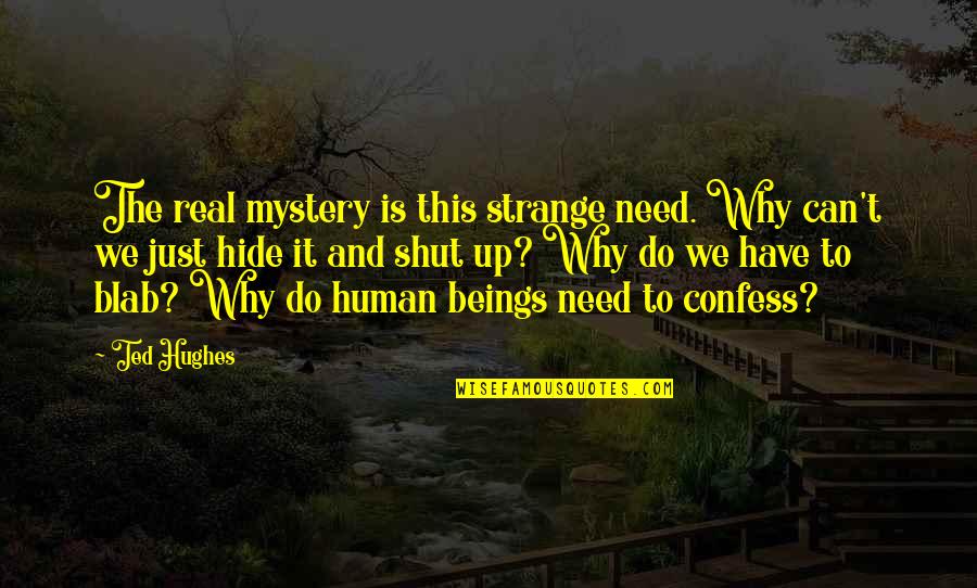 Ted Hughes Quotes By Ted Hughes: The real mystery is this strange need. Why Ted Hughes Quotes By Ted Hughes: The real mystery is this strange need. Why