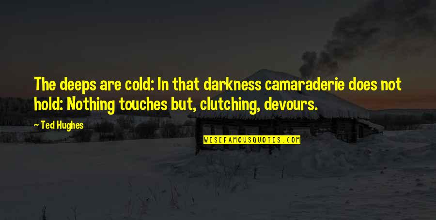 Ted Hughes Quotes By Ted Hughes: The deeps are cold: In that darkness camaraderie Ted Hughes Quotes By Ted Hughes: The deeps are cold: In that darkness camaraderie