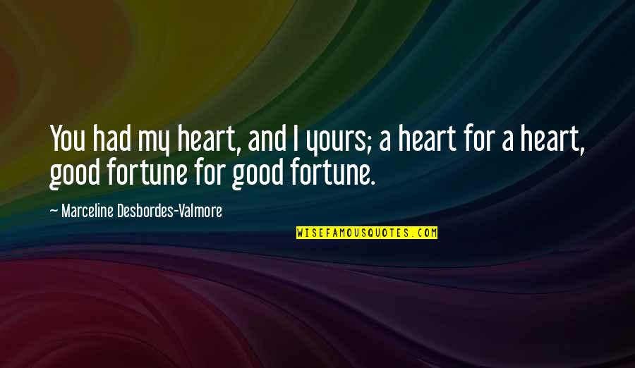 Ted Jones Quotes By Marceline Desbordes-Valmore: You had my heart, and I yours; a