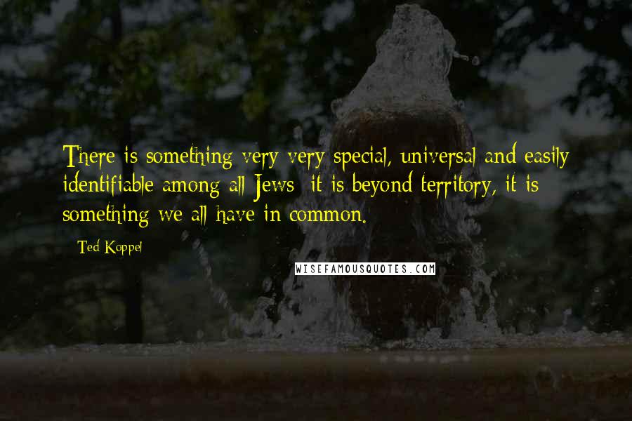 Ted Koppel quotes: There is something very very special, universal and easily identifiable among all Jews; it is beyond territory, it is something we all have in common.