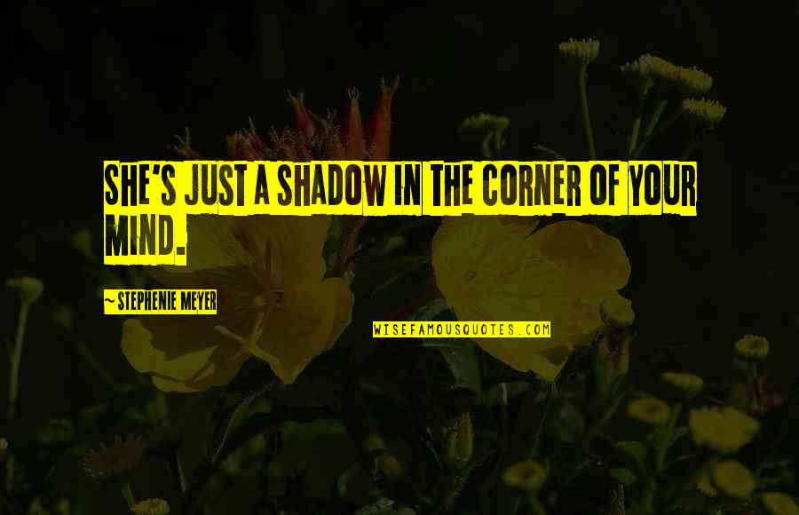 Ted Leeson Quotes By Stephenie Meyer: She's just a shadow in the corner of Ted Leeson Quotes By Stephenie Meyer: She's just a shadow in the corner of